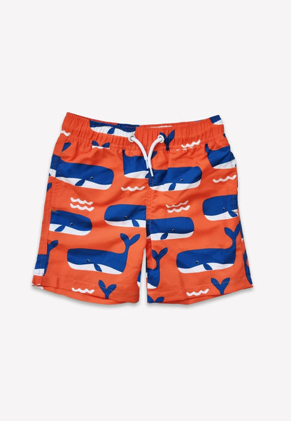 Whale Waves Print Kids' Swim Shorts - Toby Tiger