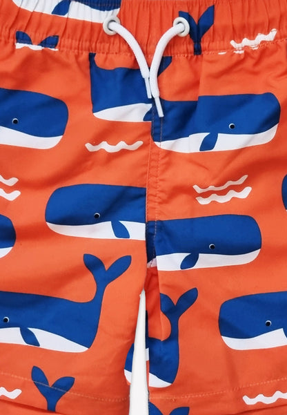 Whale Waves Print Kids' Swim Shorts - Toby Tiger