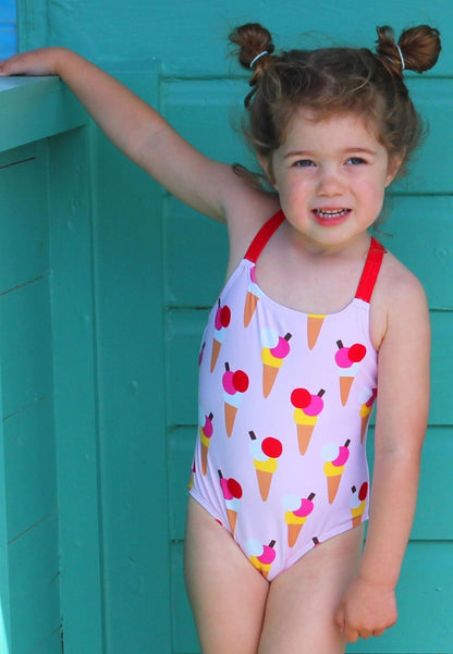 Ice Cream Cones Print Kids' Swimsuit - Toby Tiger