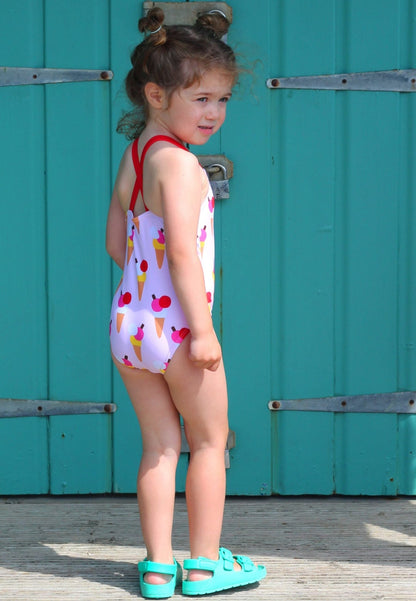 Ice Cream Cones Print Kids' Swimsuit - Toby Tiger