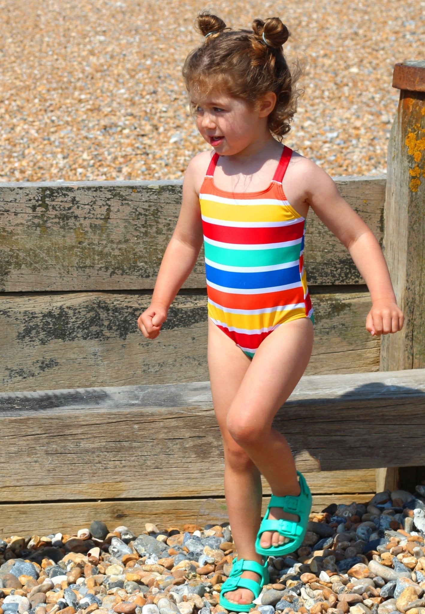 Happy Stripe Print Kids' Swimsuit - Toby Tiger