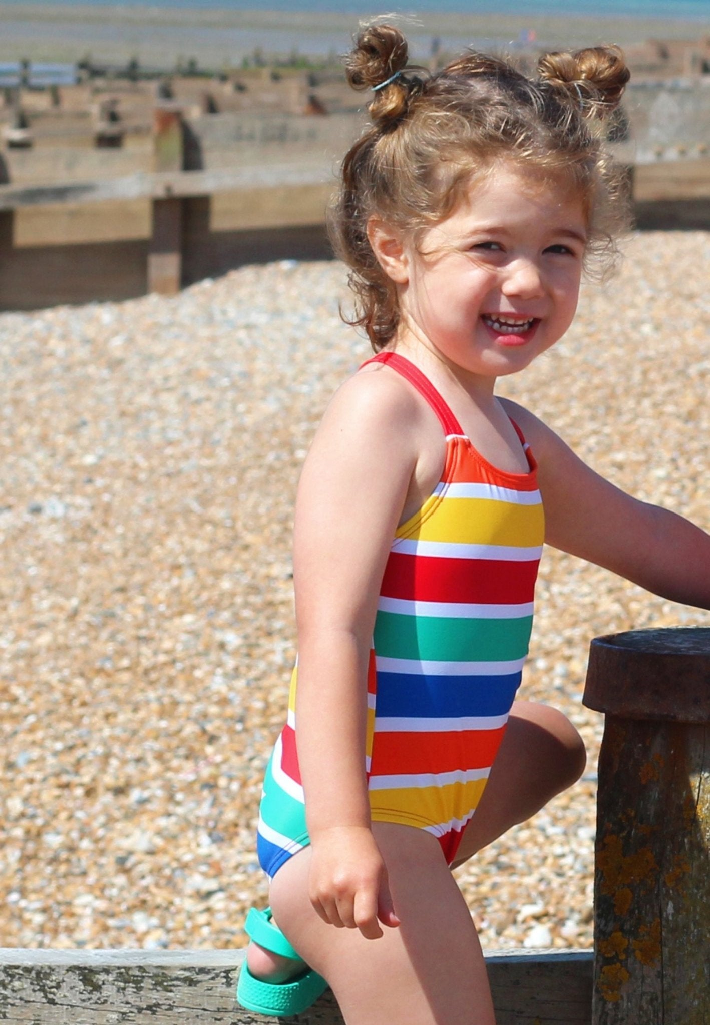 Happy Stripe Print Kids' Swimsuit - Toby Tiger