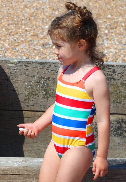 Happy Stripe Print Kids' Swimsuit - Toby Tiger