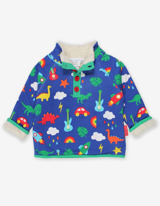 Organic Playtime Mix - Up Print Cosy Fleece Sweatshirt - Toby Tiger UK Retail