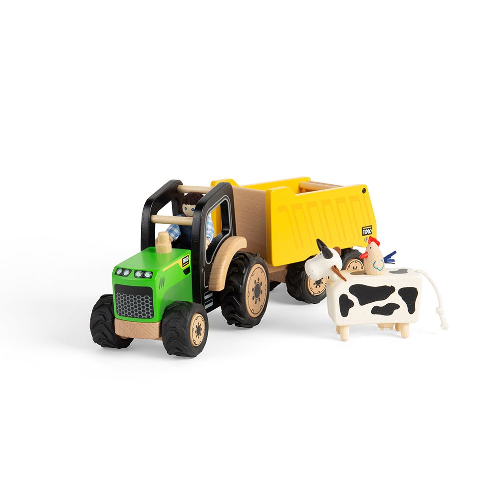 Country Tractor & Trailer - Wooden Farm Toy - Toby Tiger