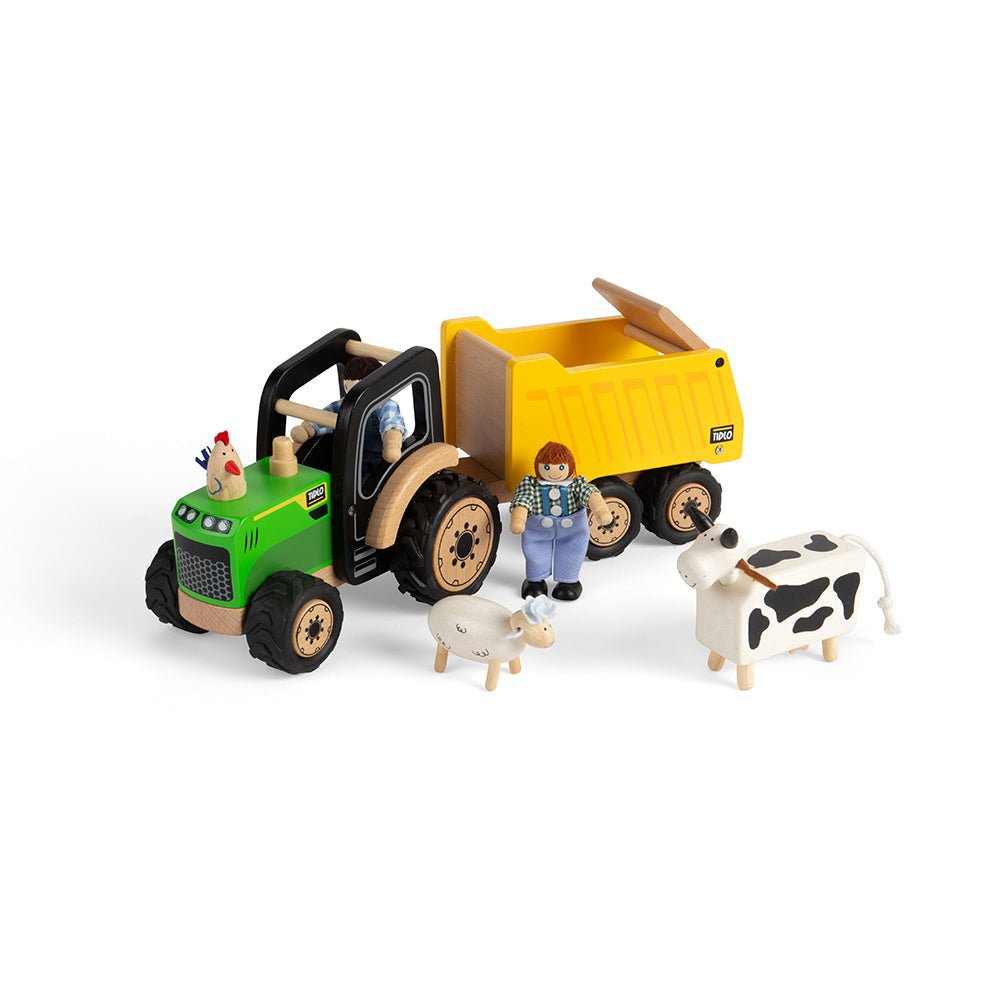 Country Tractor & Trailer - Wooden Farm Toy - Toby Tiger