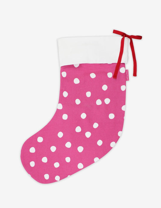 Organic Pink Snow Dot Christmas Stocking - Toby Tiger UK Retail