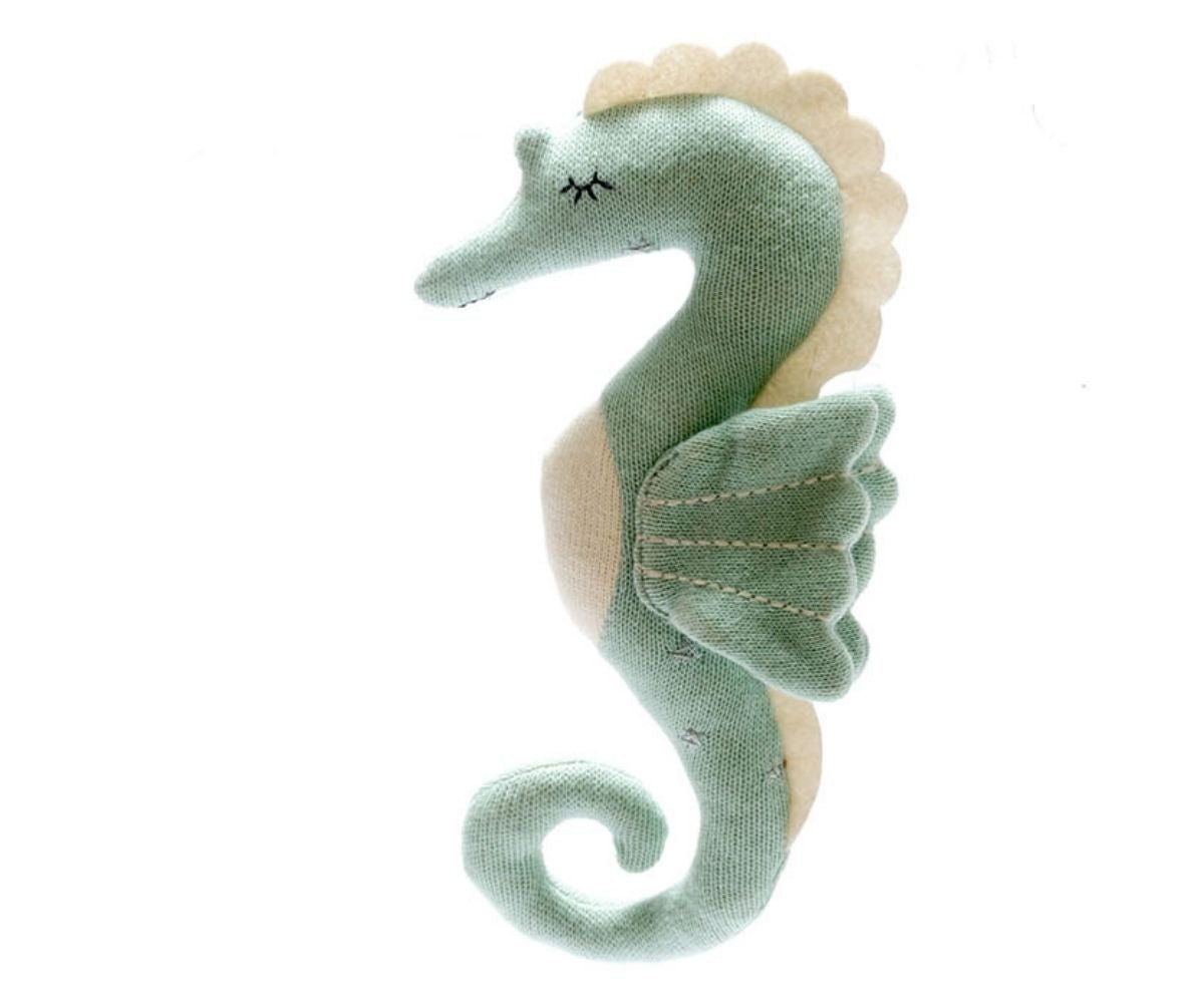 Knitted Organic Cotton Sea Green Seahorse Scandi Toy - Toby Tiger