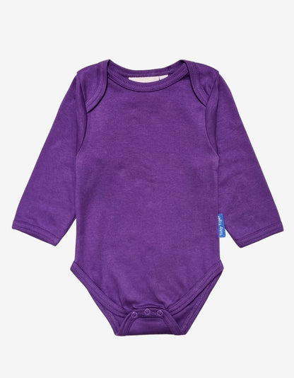 Organic Purple Basic Long-Sleeved Baby Body - Toby Tiger