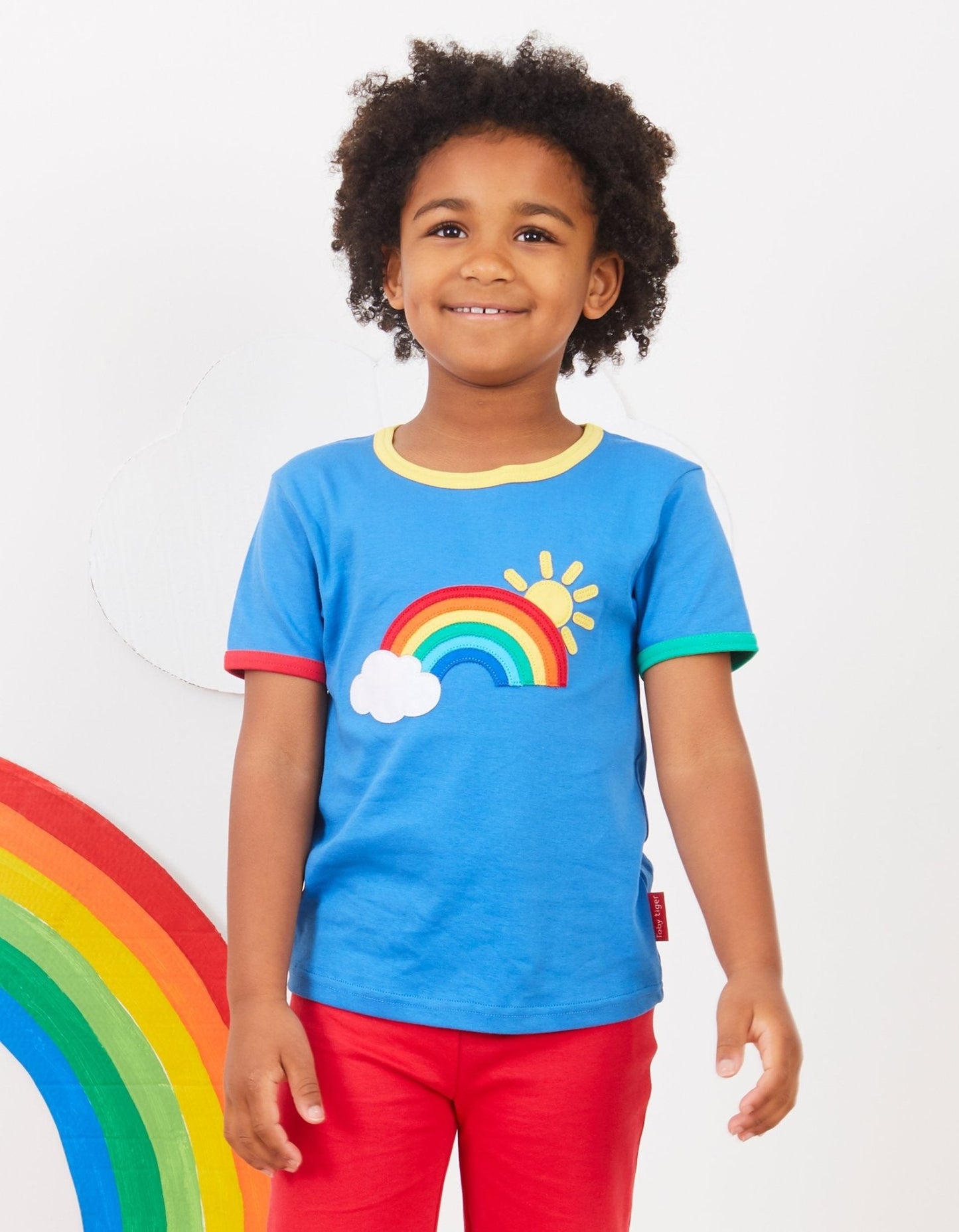 Organic Rainbow Sun and Cloud Applique T-Shirt|Tops and T-Shirts| Toby ...